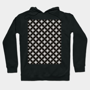 Black and white pattern of star-like flower Hoodie